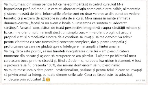 Mesaj de la un participant